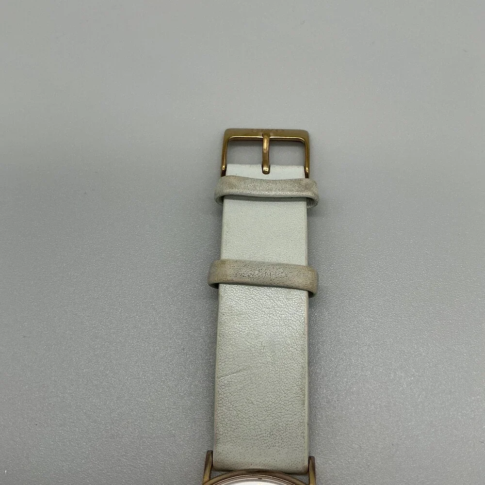 Arvo Mens Watch 40mm White Day Date The Awristacrat Leather Red Gold New Battery